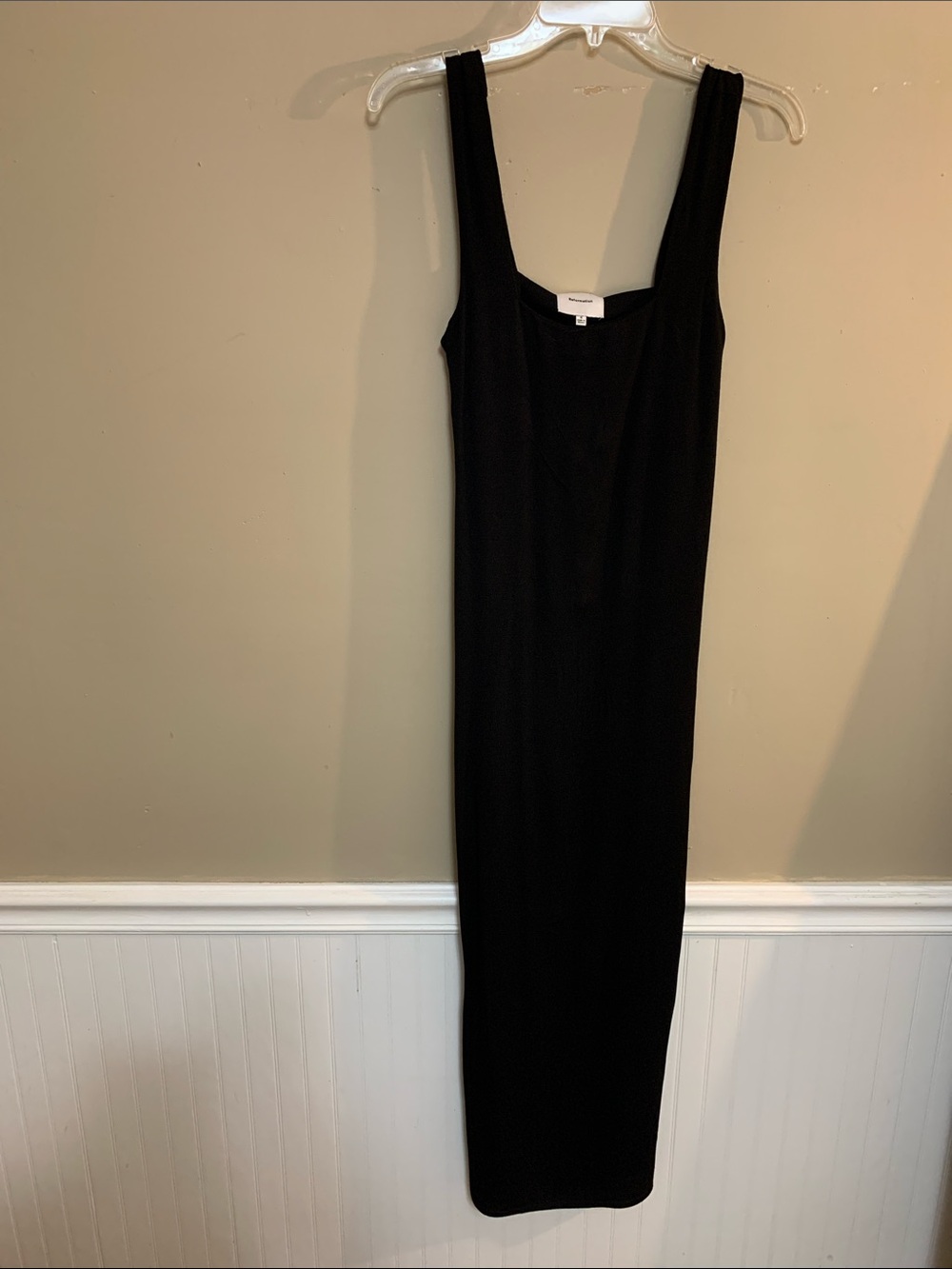 Reformation Women’s  Black SZ 0 Classic Stretch Square-Neck Maxi Summer Dress